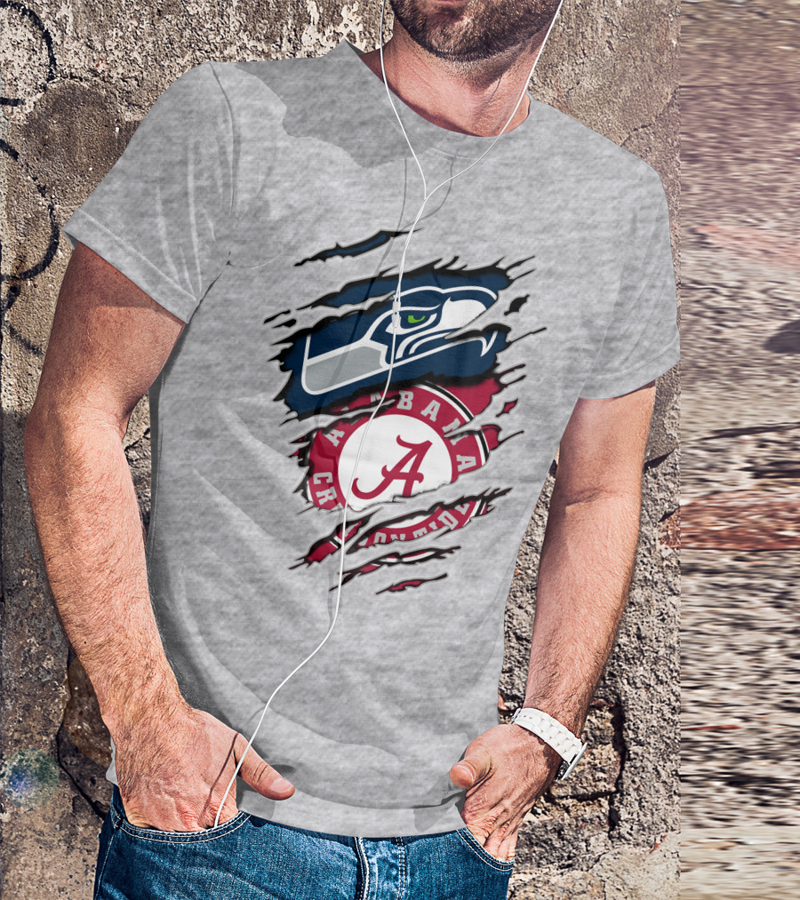Seahawks Alabama Crimson Tide Football Fusion T-Shirt