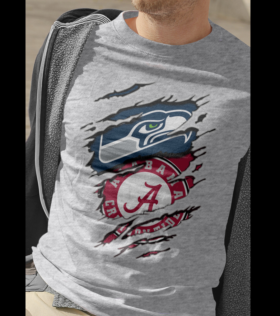 Seahawks Alabama Crimson Tide Football Fusion T-Shirt