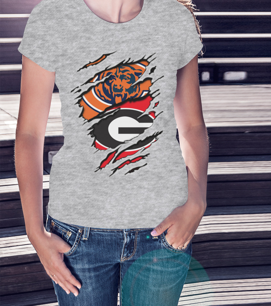 Chicago Bears Georgia Bulldogs Logo Mashup T-Shirt