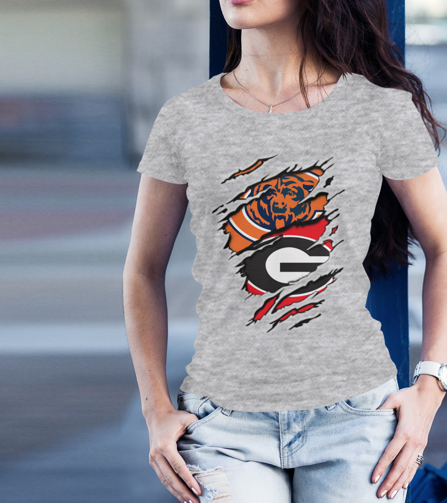 Chicago Bears Georgia Bulldogs Logo Mashup T-Shirt
