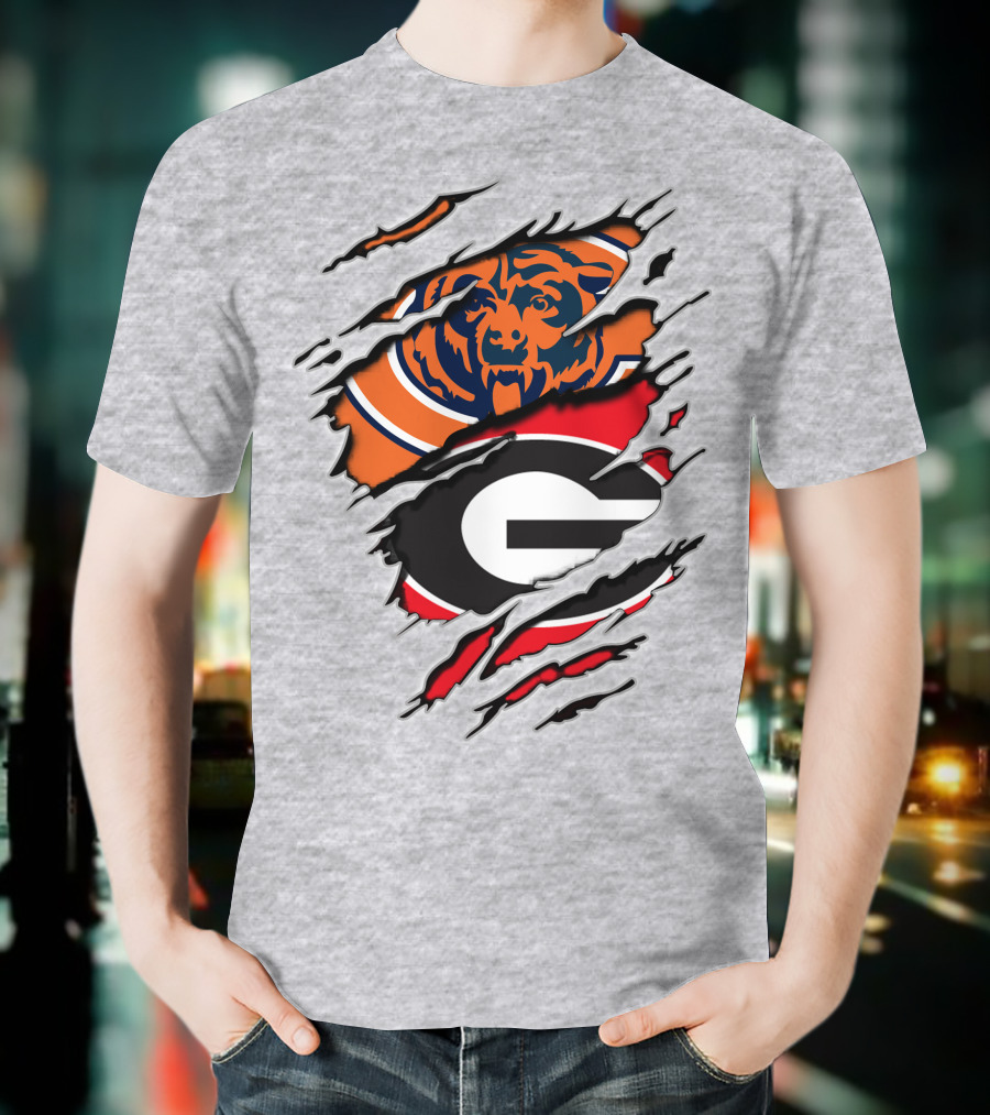 Chicago Bears Georgia Bulldogs Logo Mashup T-Shirt