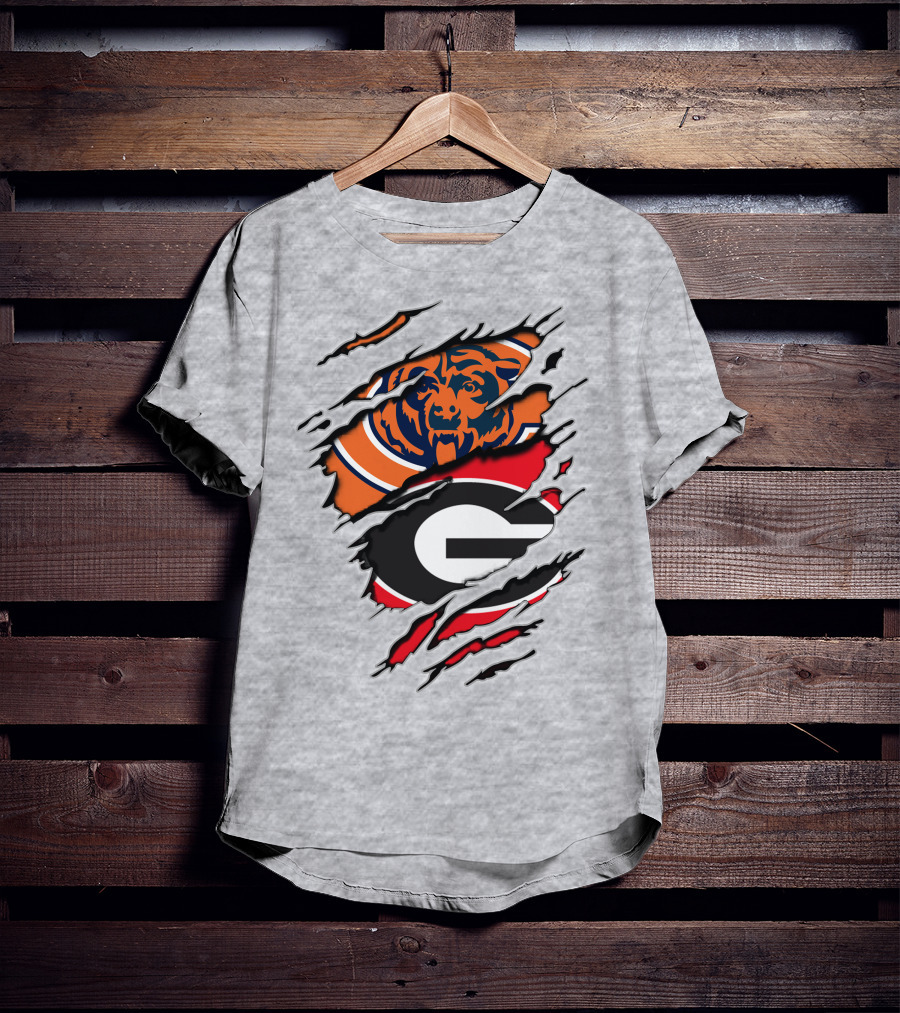 Chicago Bears Georgia Bulldogs Logo Mashup T-Shirt