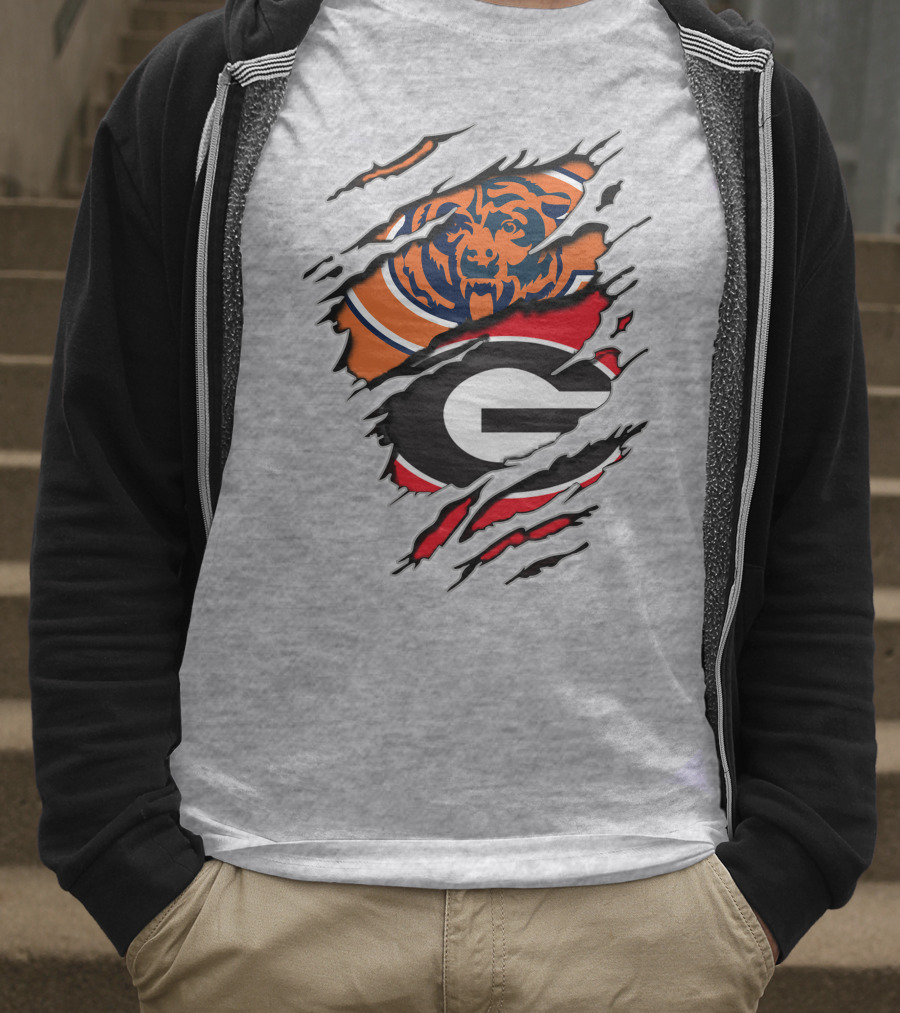 Chicago Bears Georgia Bulldogs Logo Mashup T-Shirt