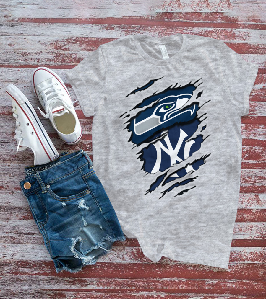 Seahawks Yankees Logo Fusion T-Shirt