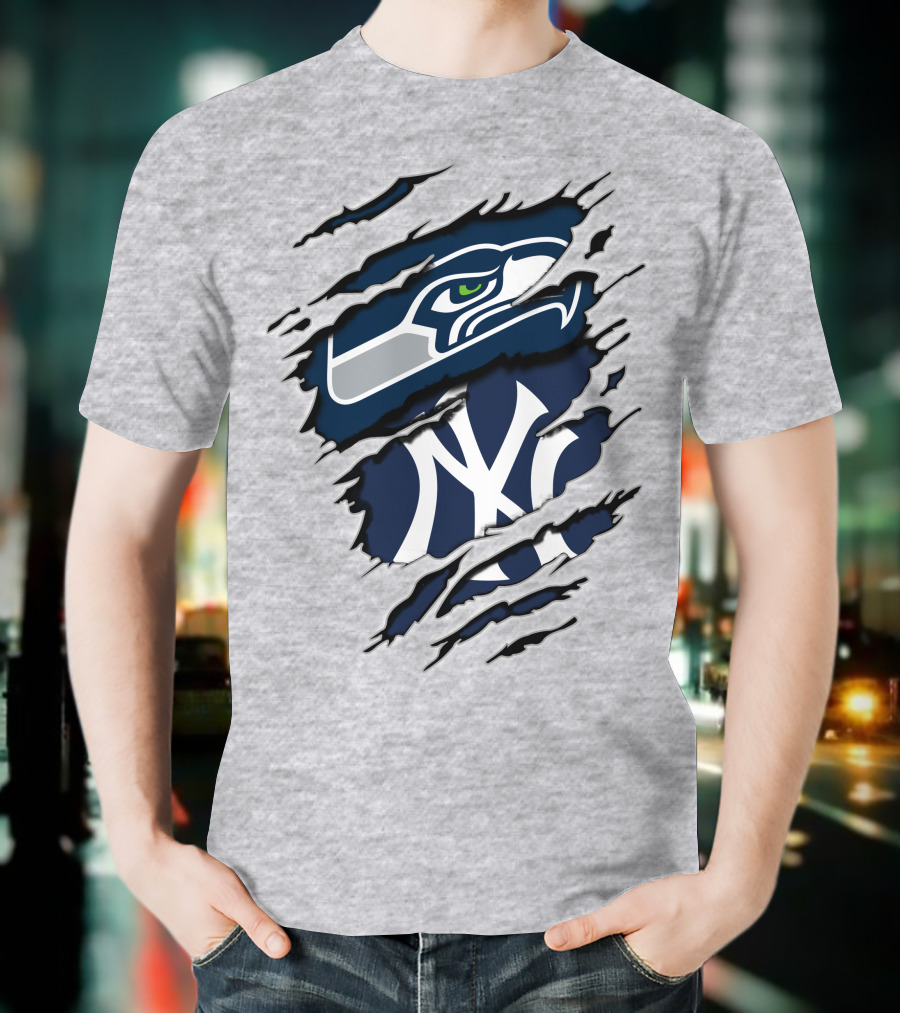 Seahawks Yankees Logo Fusion T-Shirt
