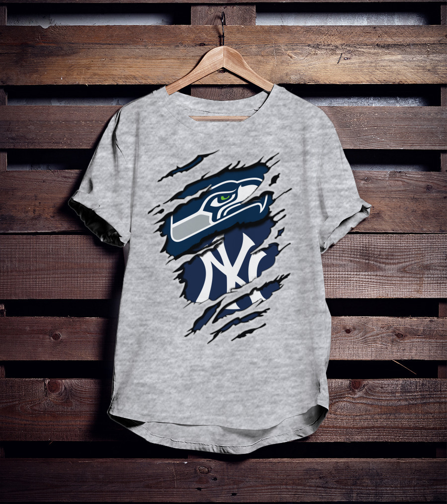 Seahawks Yankees Logo Fusion T-Shirt