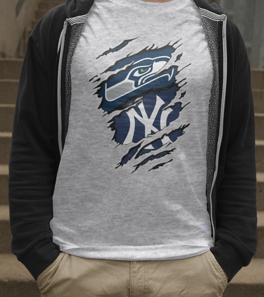 Seahawks Yankees Logo Fusion T-Shirt