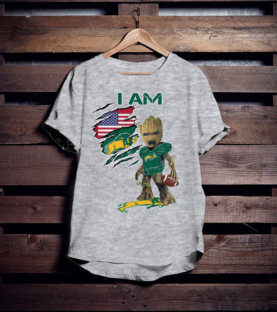 I AM American Flag Bison Football Character T-Shirt
