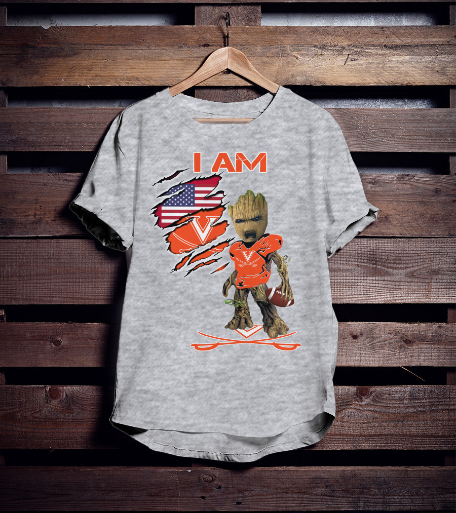 I AM Cavaliers Groot Football USA Flag V T-Shirt