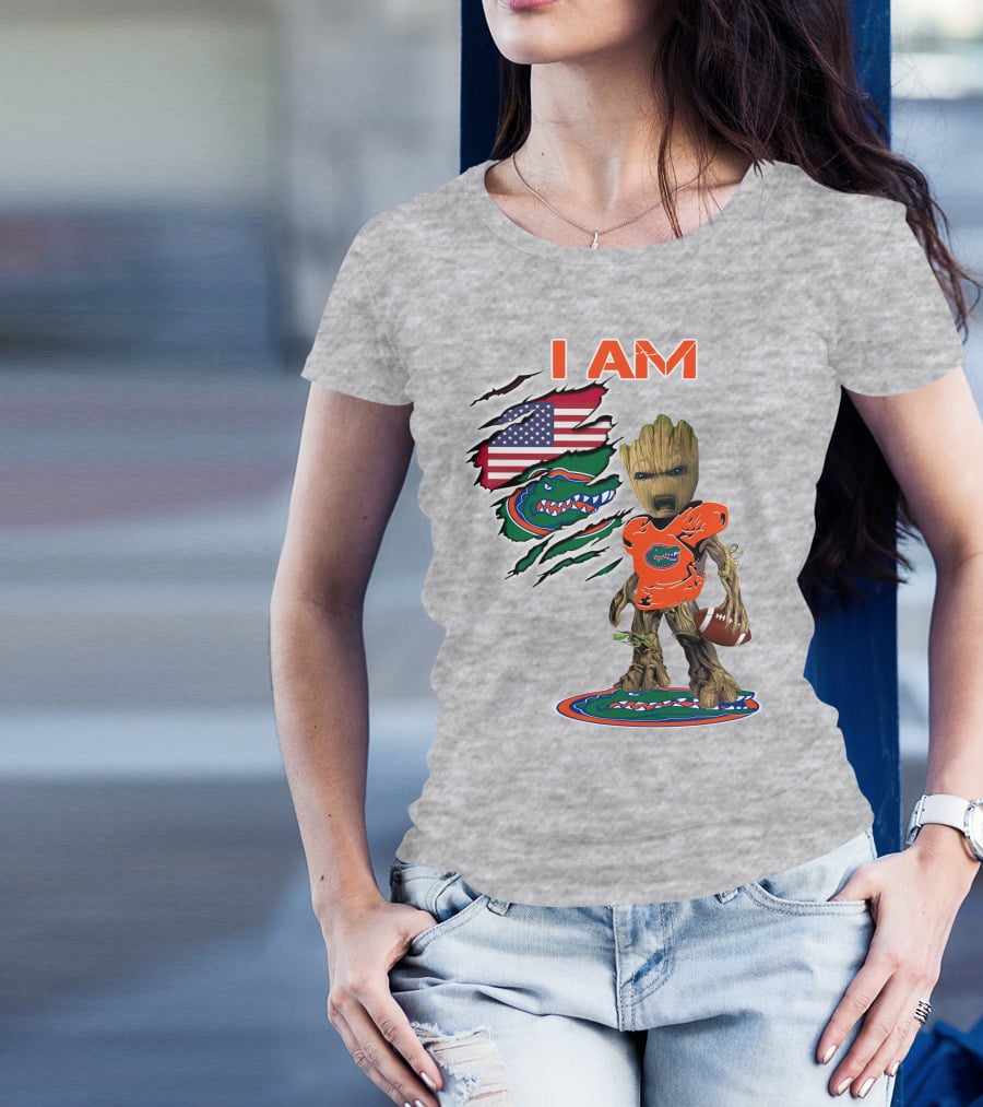 I AM Groot Florida Gators USA Flag Football T-Shirt