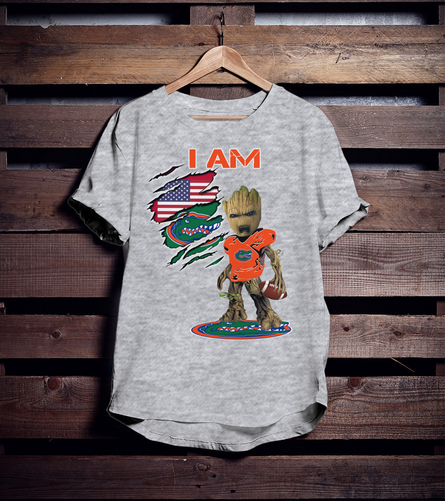 I AM Groot Florida Gators USA Flag Football T-Shirt