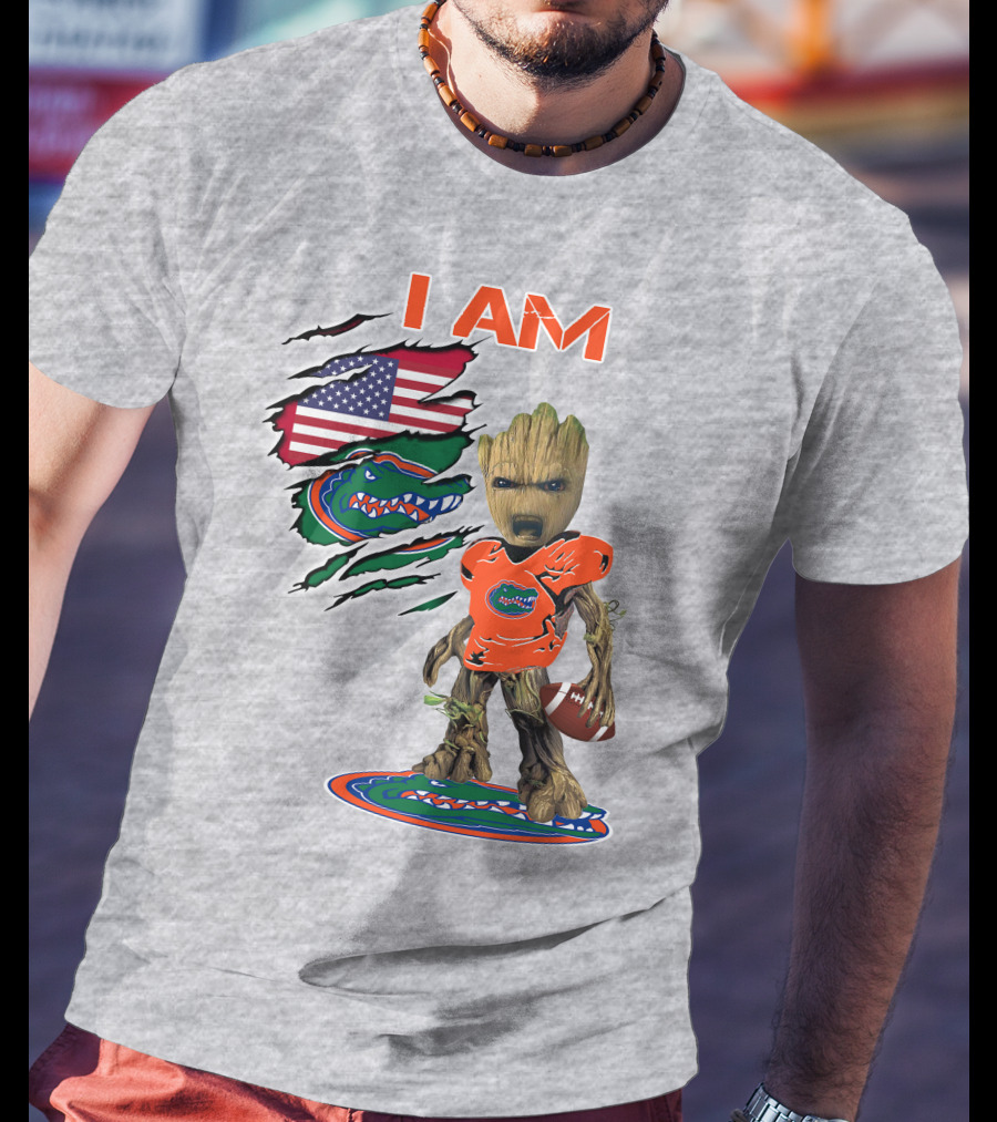 I AM Groot Florida Gators USA Flag Football T-Shirt
