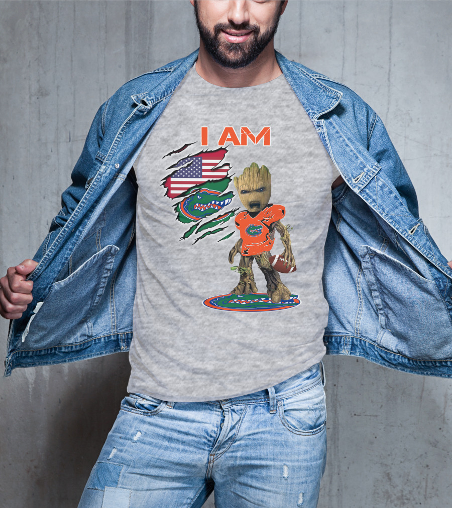 I AM Groot Florida Gators USA Flag Football T-Shirt