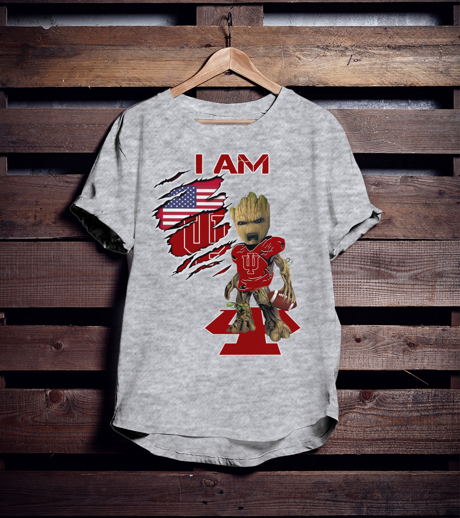I AM Hoosiers Groot American Flag IU Football T-Shirt
