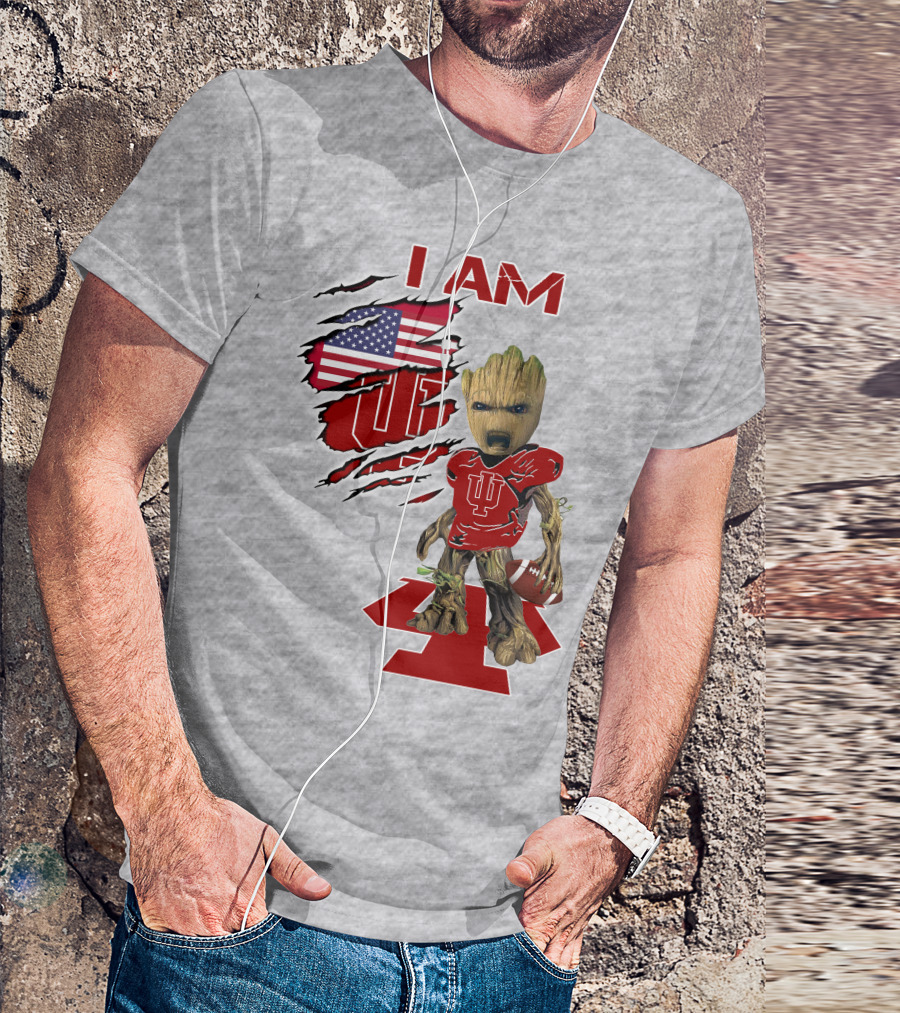 I AM Hoosiers Groot American Flag IU Football T-Shirt