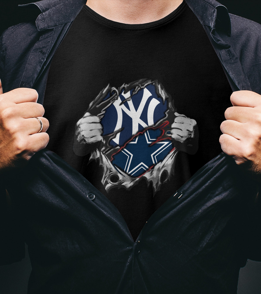 Cowboys Yankees NY Star Fan Mashup T-Shirt
