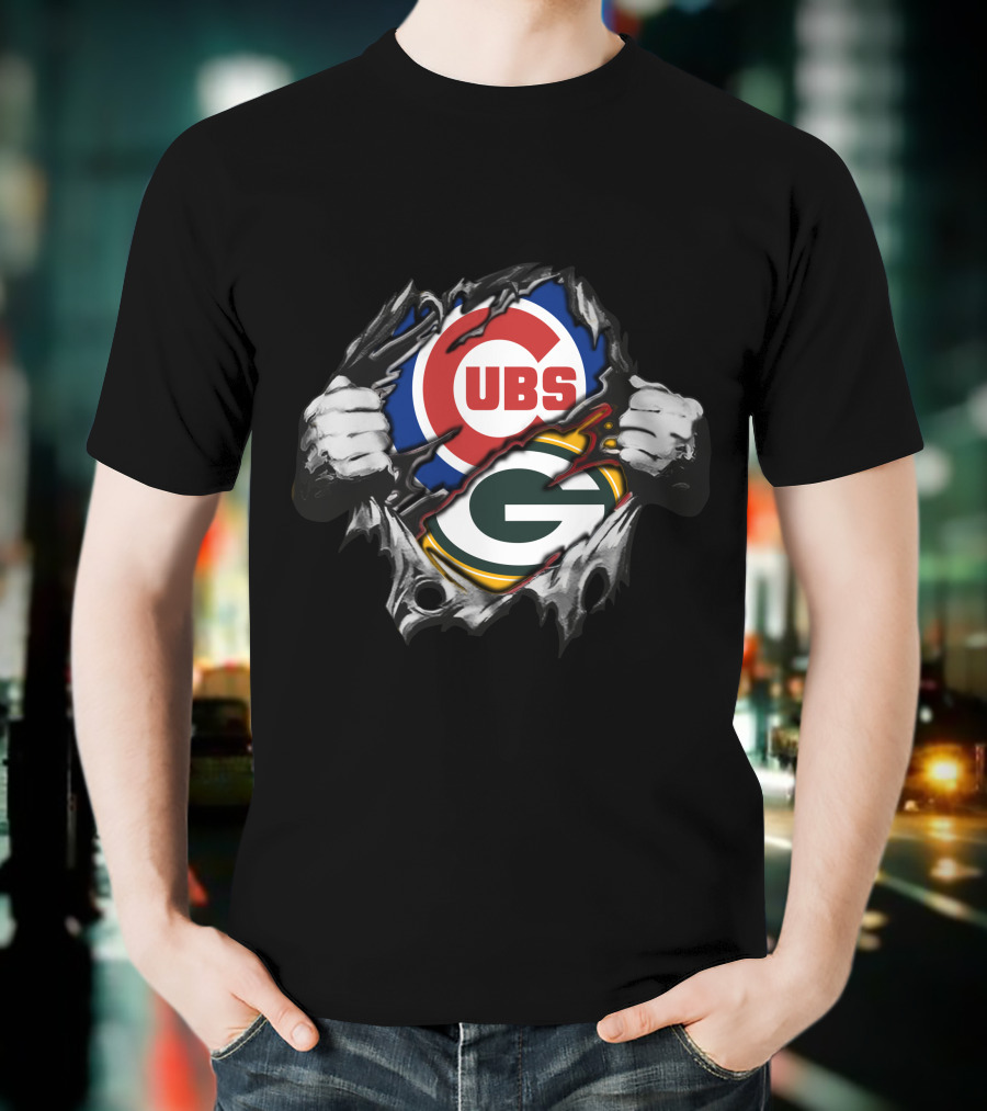 Cubs Packers Logo Tear T-Shirt