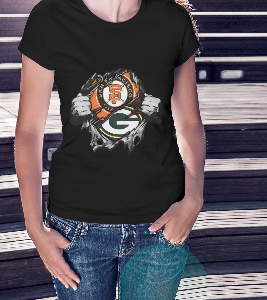 San Francisco Giants Green Bay Packers Logo Collision T-Shirt
