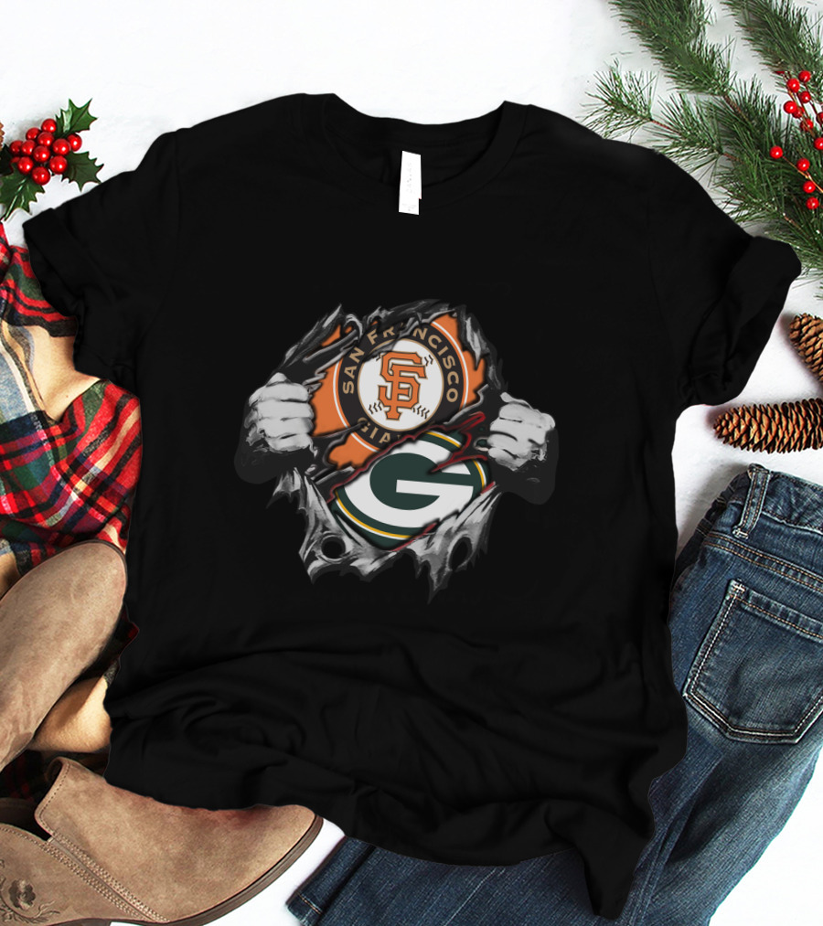 San Francisco Giants Green Bay Packers Logo Collision T-Shirt