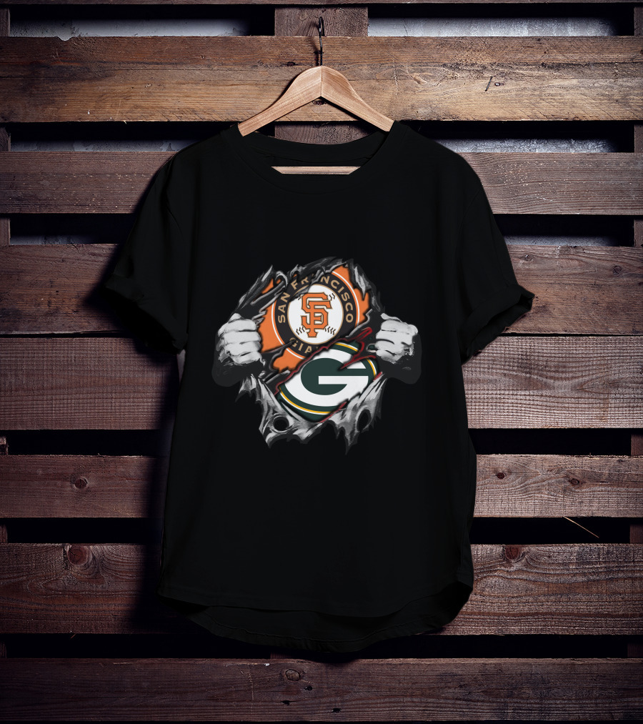 San Francisco Giants Green Bay Packers Logo Collision T-Shirt