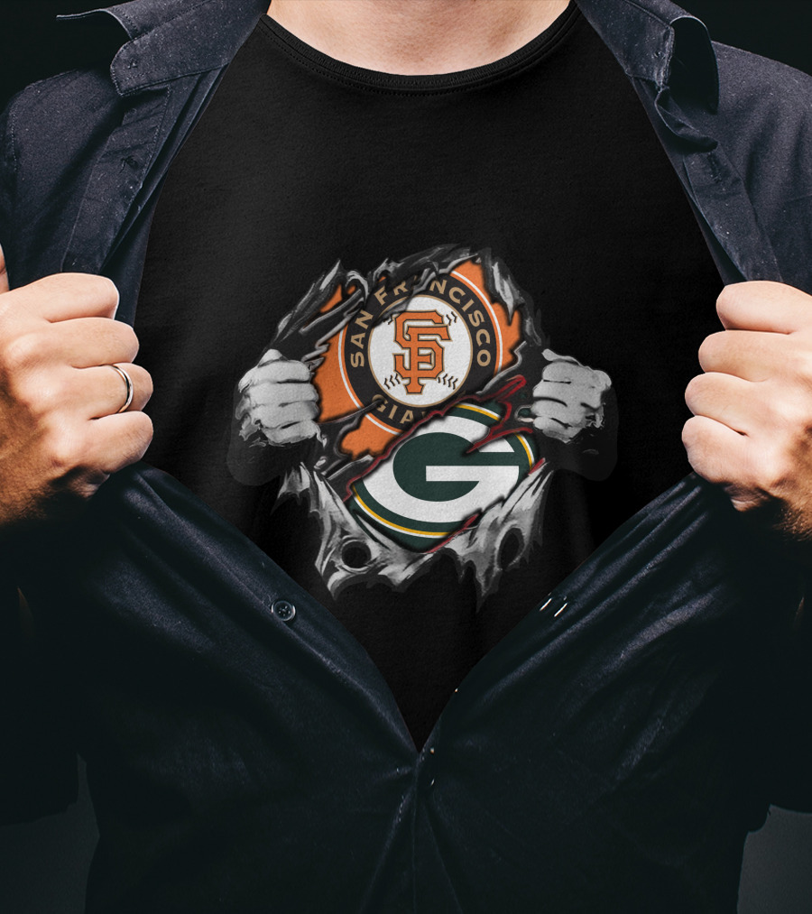 San Francisco Giants Green Bay Packers Logo Collision T-Shirt