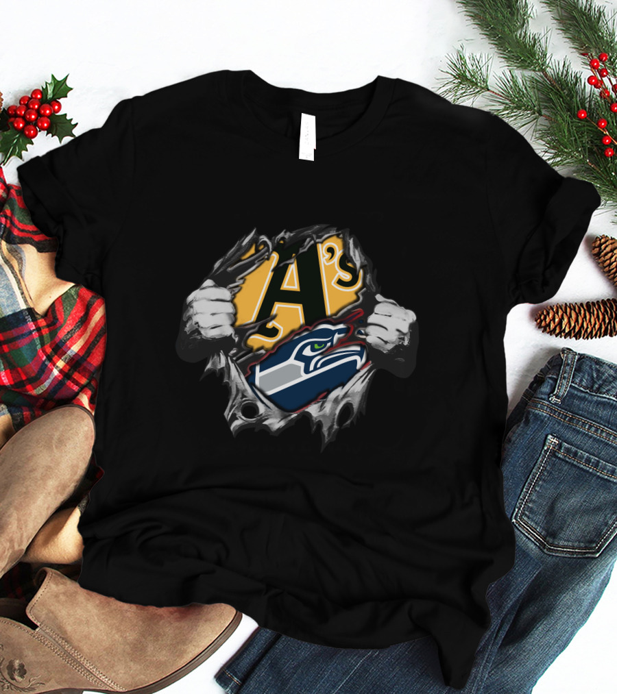 Seahawks And A's Logo Fusion T-Shirt