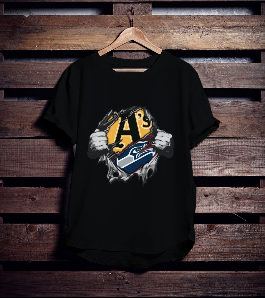 Seahawks And A's Logo Fusion T-Shirt