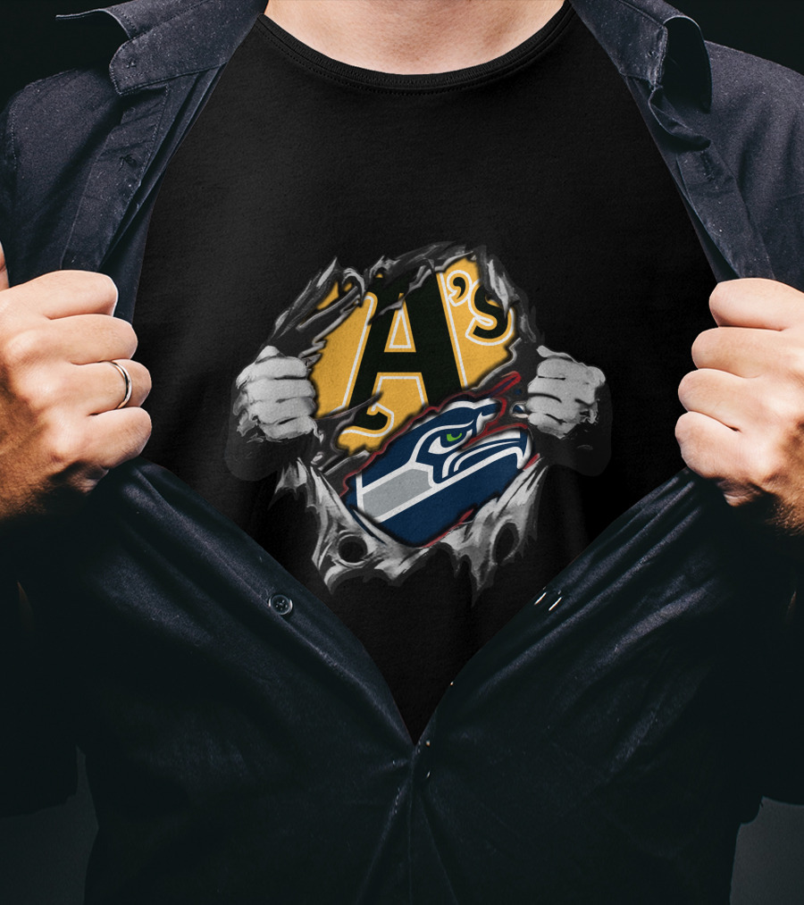 Seahawks And A's Logo Fusion T-Shirt