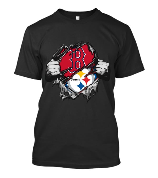 Steelers Red Sox Crossover Boston Pittsburgh Fan Fusion T-Shirt