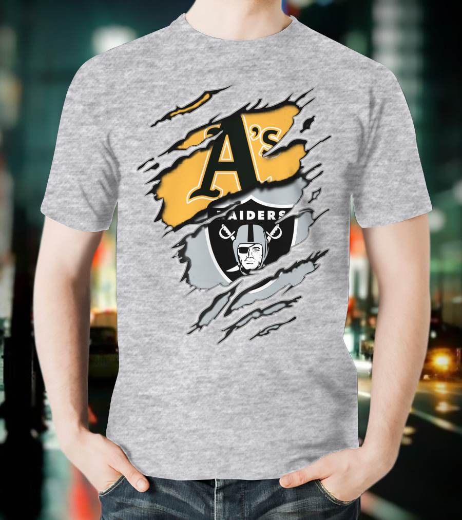 A's Raiders Ripped Crossover Sports T-Shirt