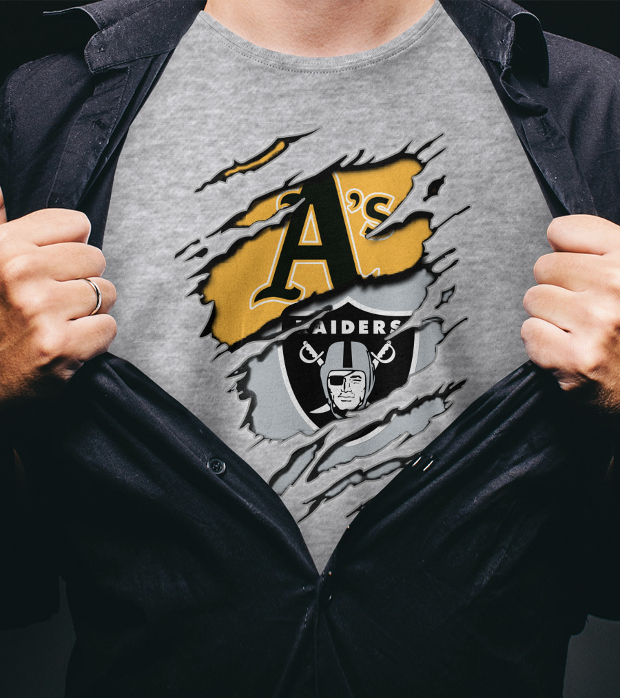 A's Raiders Ripped Crossover Sports T-Shirt