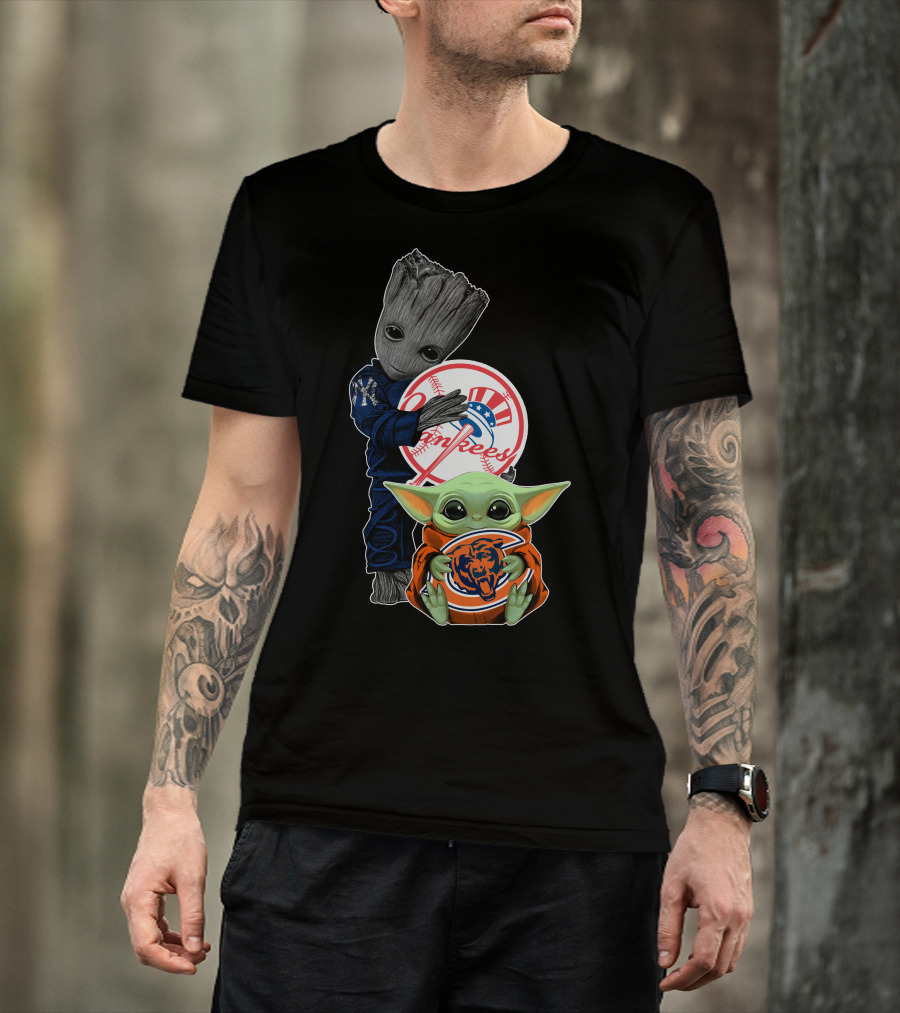 Yankees Baby Groot Bears Baby Yoda T-Shirt