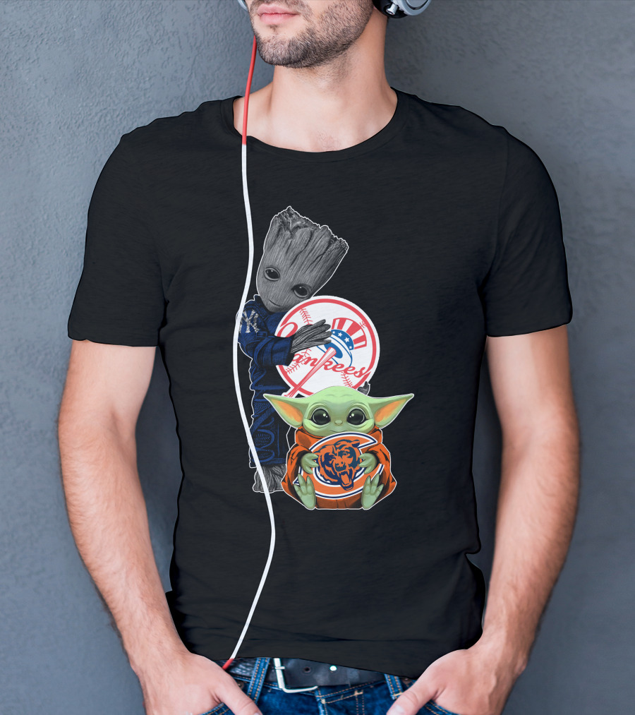 Yankees Baby Groot Bears Baby Yoda T-Shirt