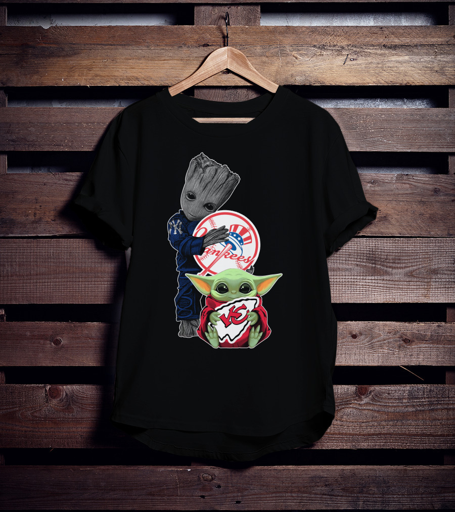 Yankees Groot Chiefs Baby Yoda T-Shirt