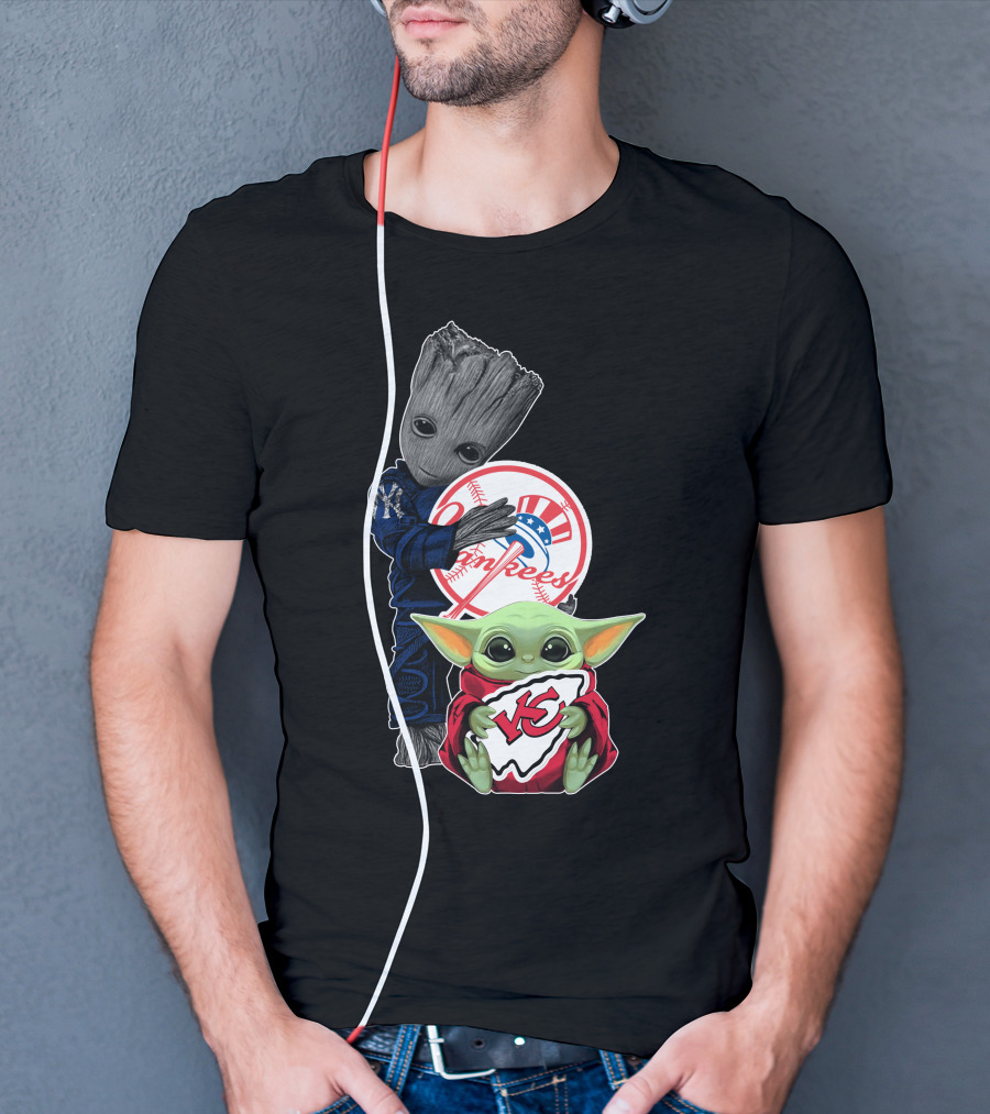 Yankees Groot Chiefs Baby Yoda T-Shirt