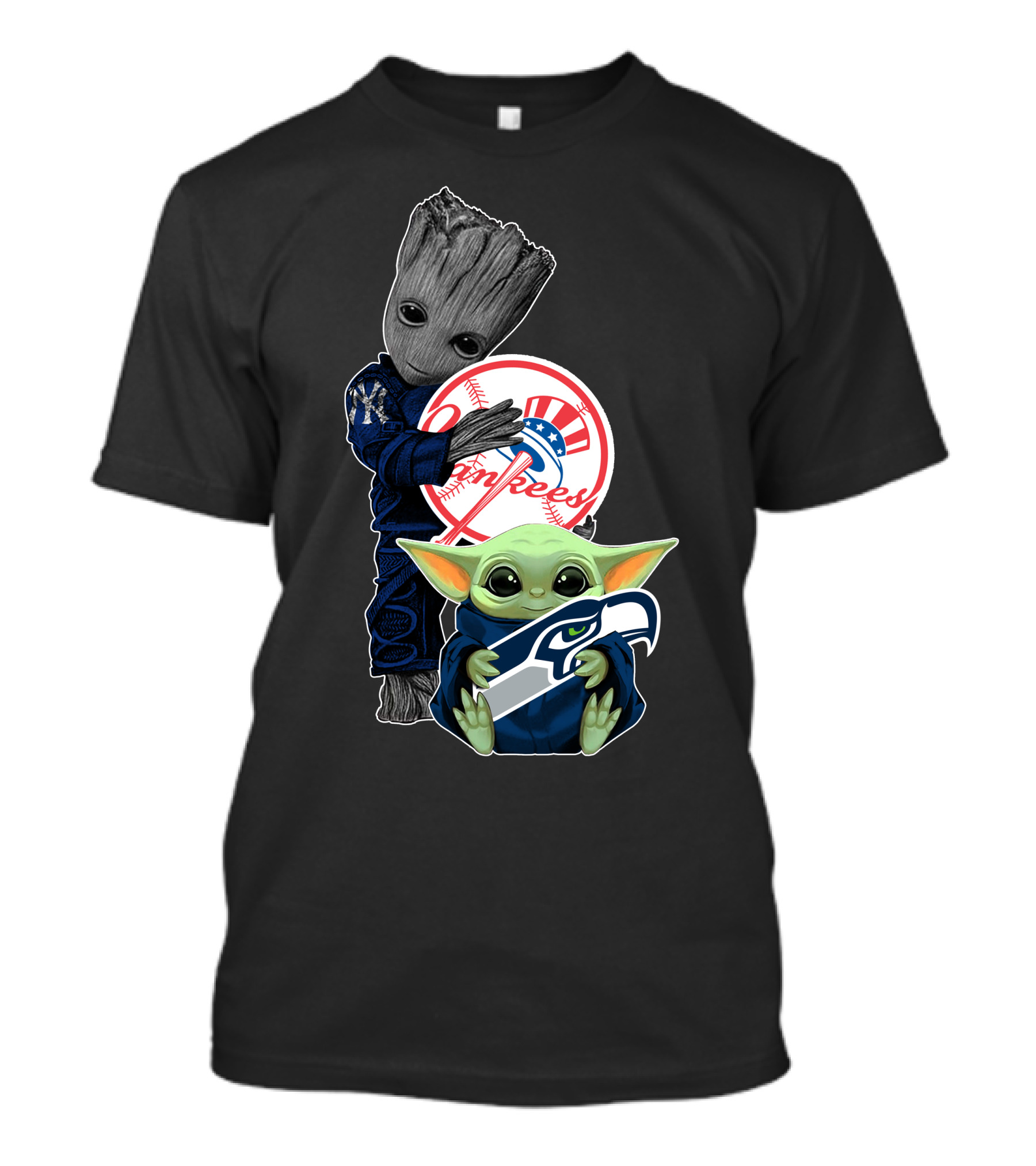 Yankees Baby Groot Seahawks Baby Yoda T-Shirt