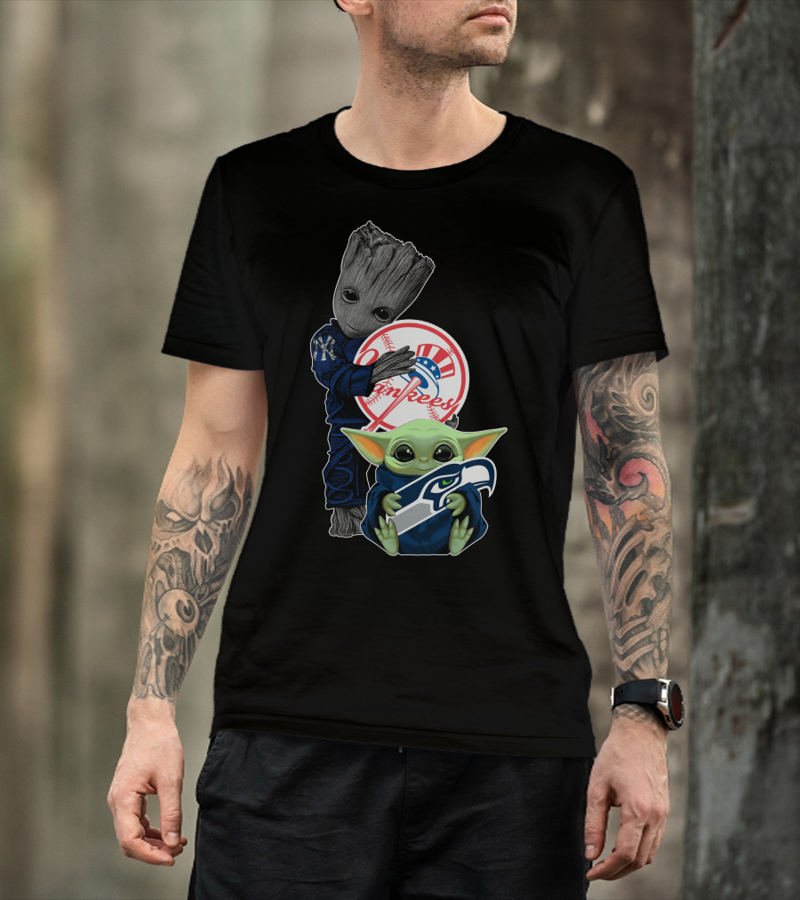 Yankees Baby Groot Seahawks Baby Yoda T-Shirt