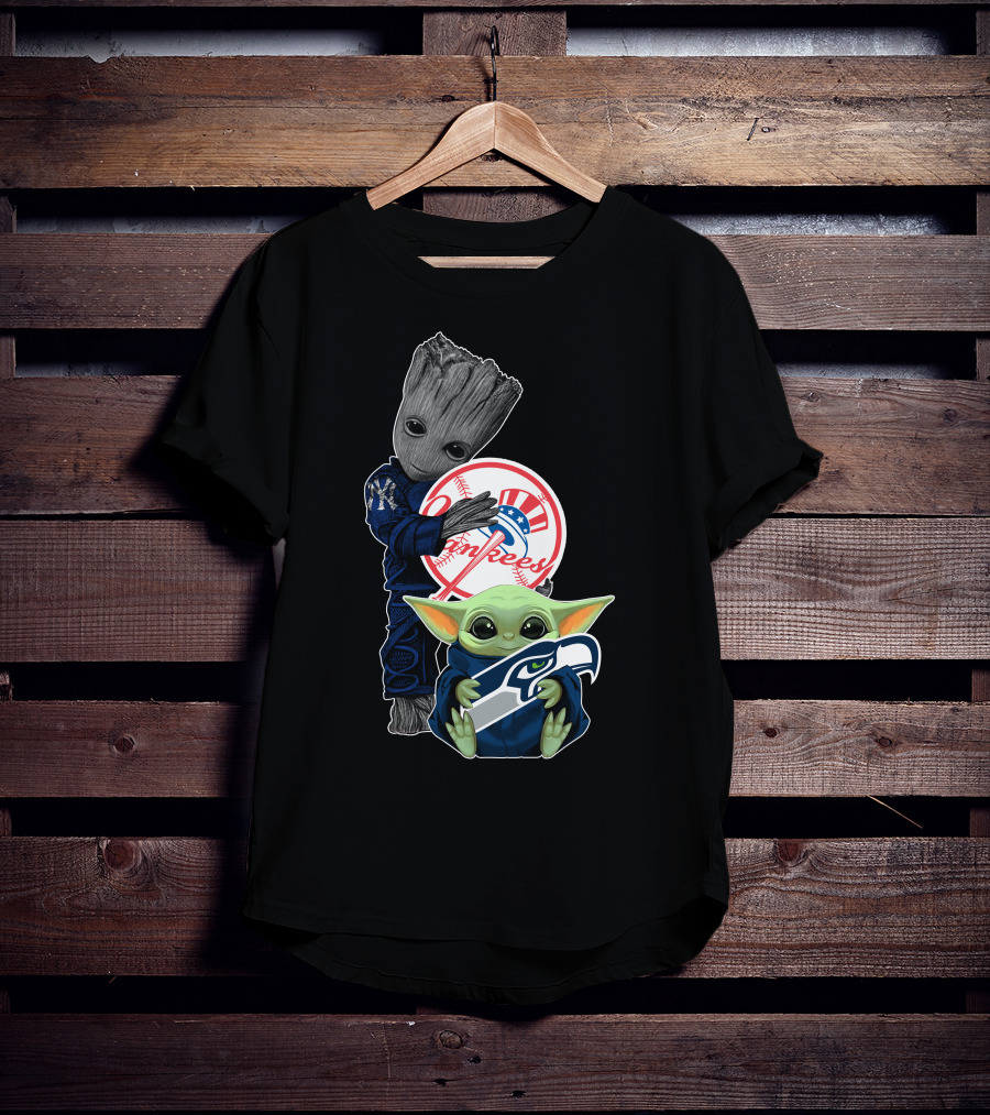 Yankees Baby Groot Seahawks Baby Yoda T-Shirt