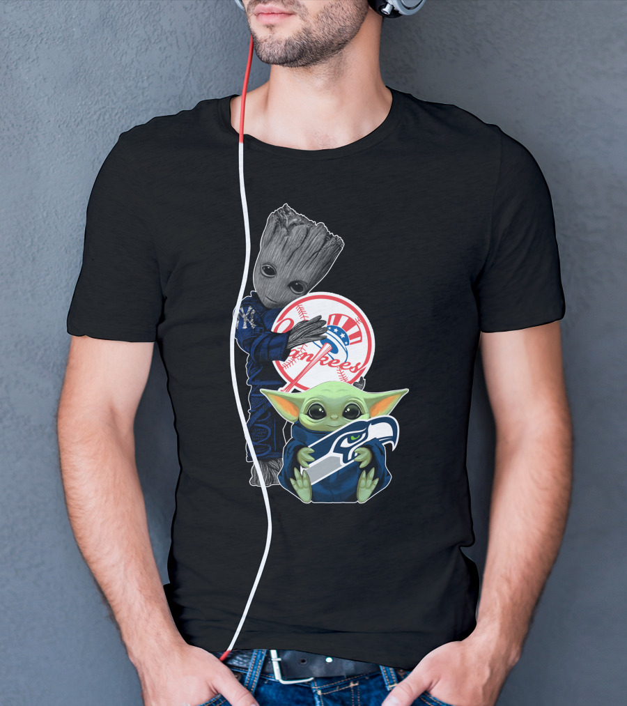 Yankees Baby Groot Seahawks Baby Yoda T-Shirt