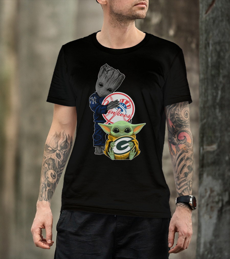 Yankees Groot Packers Baby Yoda T-Shirt