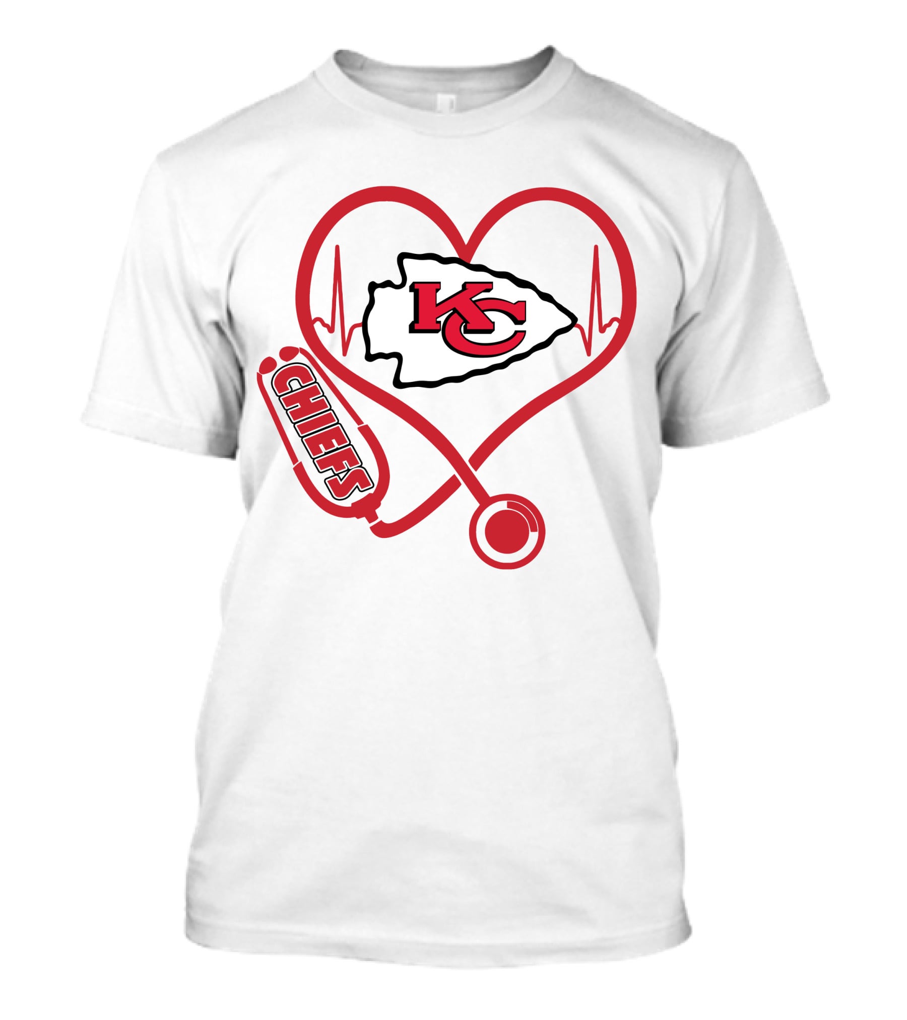 Nurse Love Kansas City Chiefs Heart Stethoscope T-Shirt