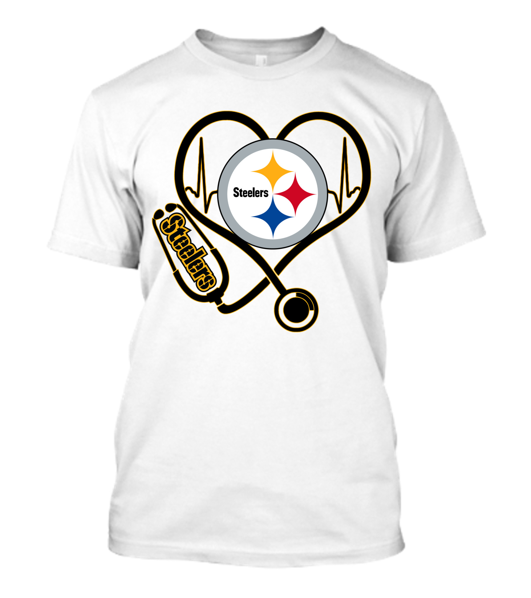 Nurse Heartbeat Pittsburgh Steelers Stethoscope T-Shirt