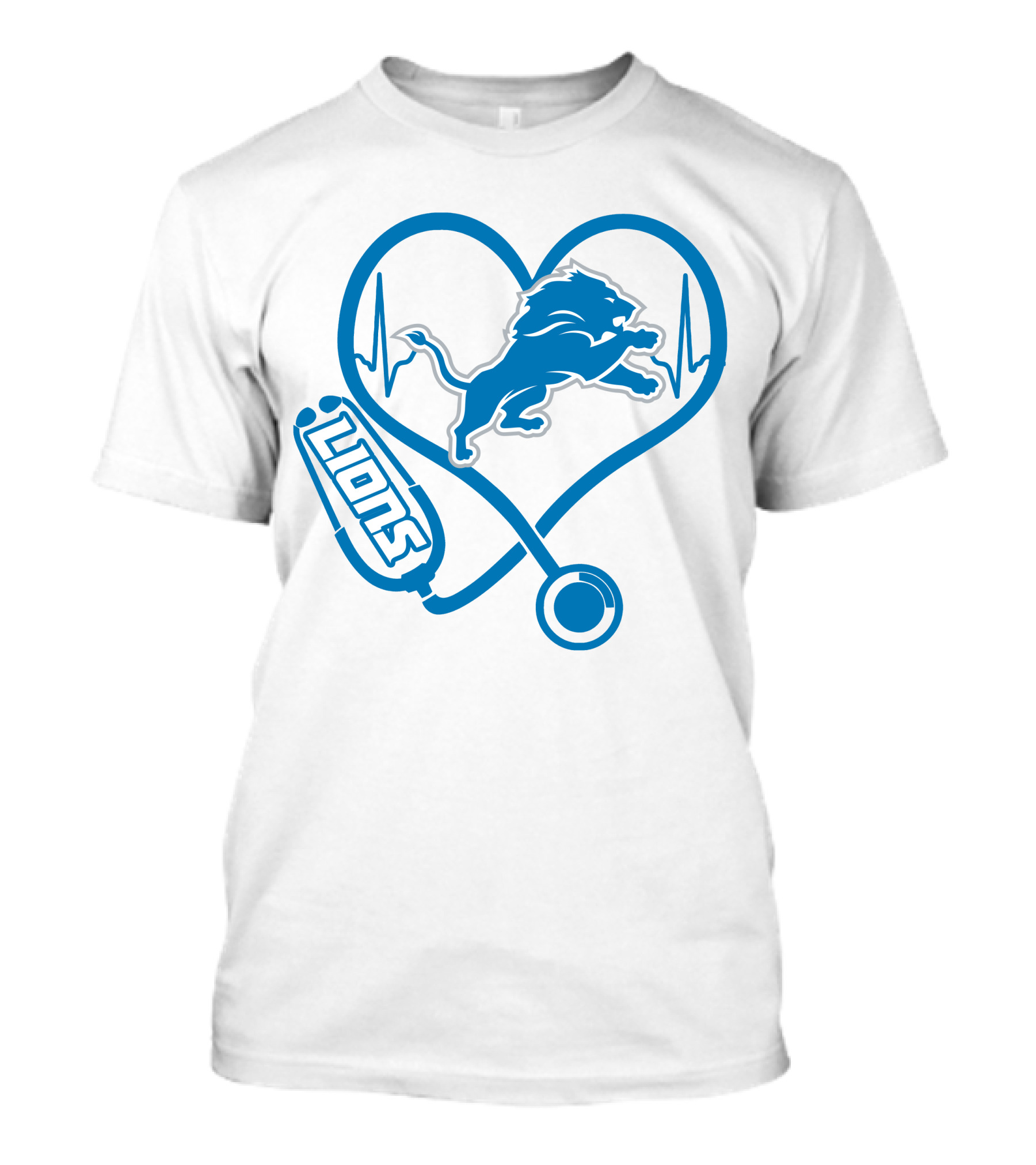 Nurse Heartbeat Love Detroit Lions T-Shirt