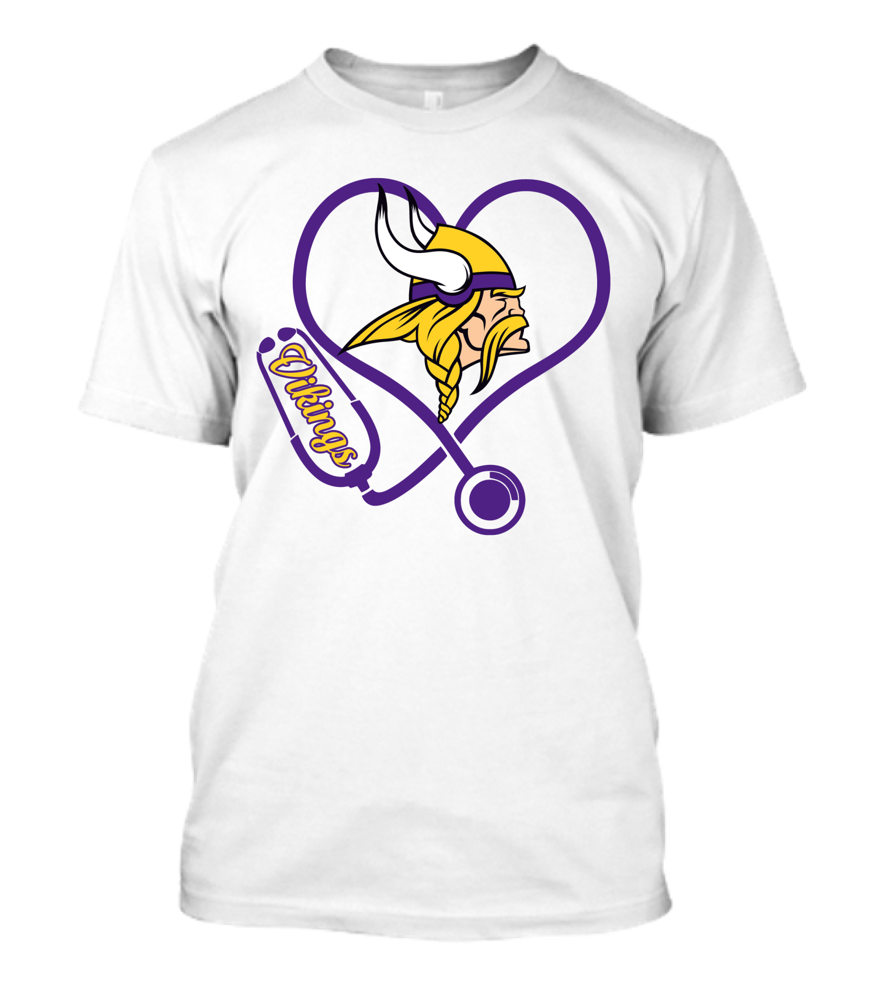 Nurse Love Minnesota Vikings Heart Stethoscope T-Shirt