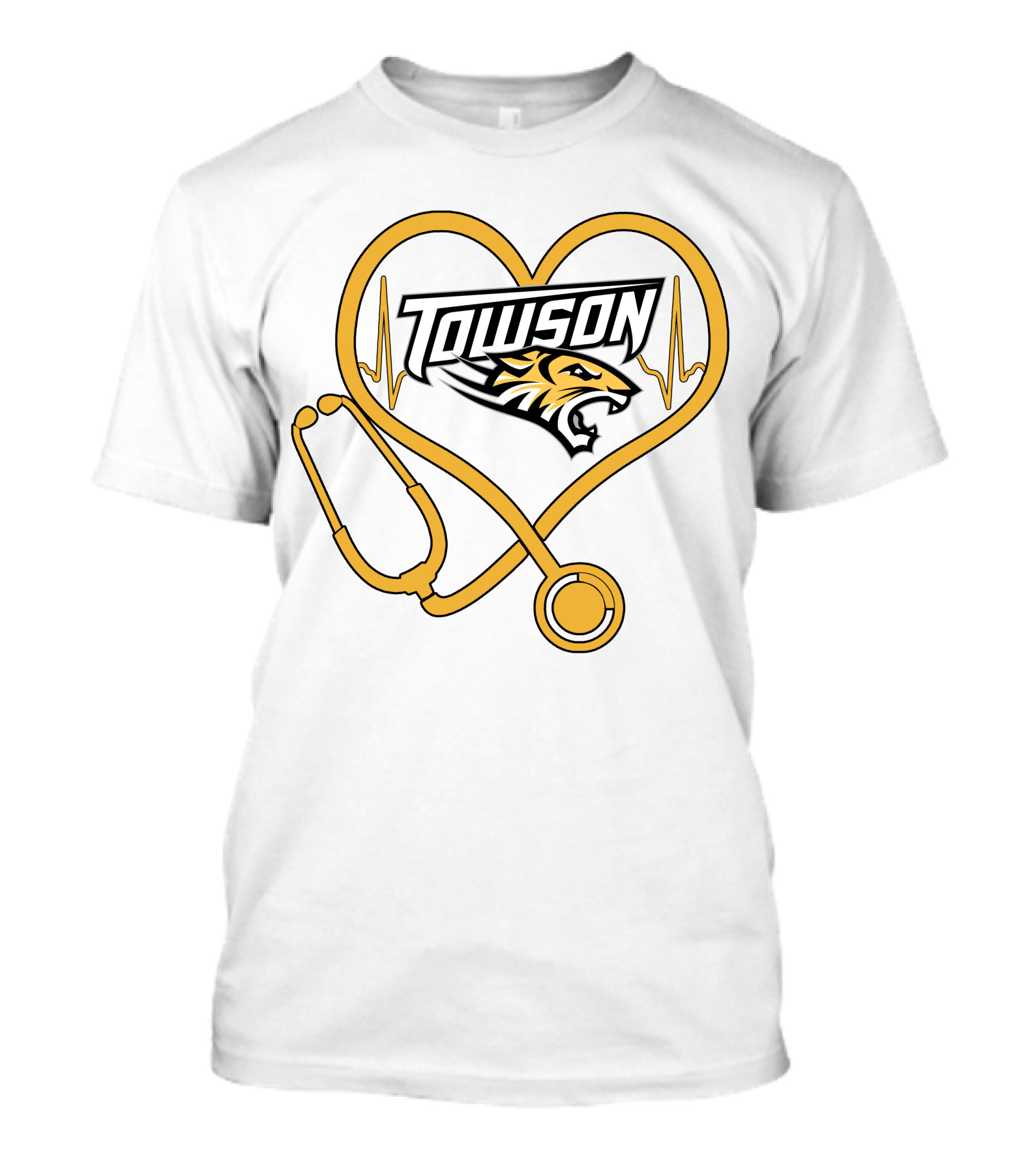 Nurse Love Towson Tigers Heart Stethoscope T-Shirt