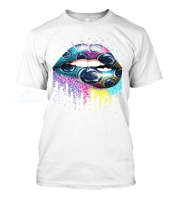 Penn State Nittany Lions Glitter Lips Colorful Logo Burst T-Shirt
