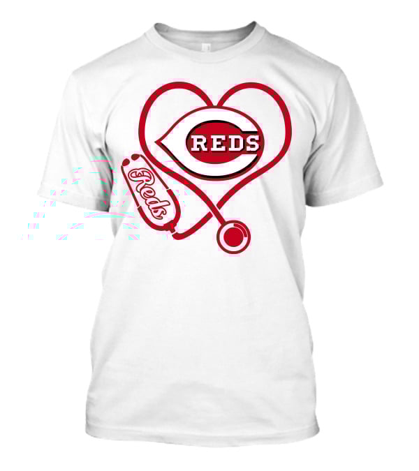 Nurse Love Cincinnati Reds Heart Stethoscope Reds T-Shirt