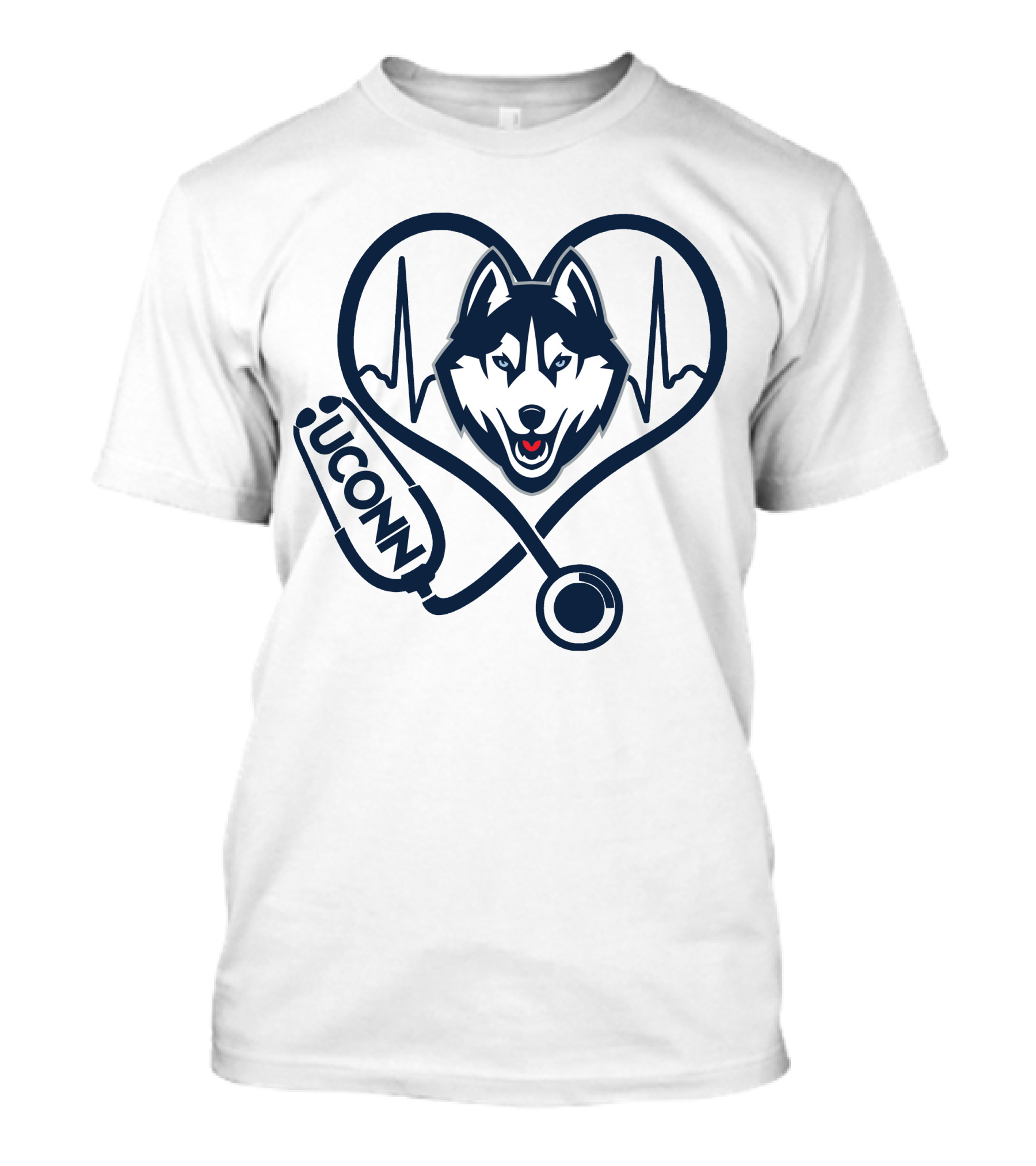 UConn Huskies Nurse Heartbeat Stethoscope T-Shirt