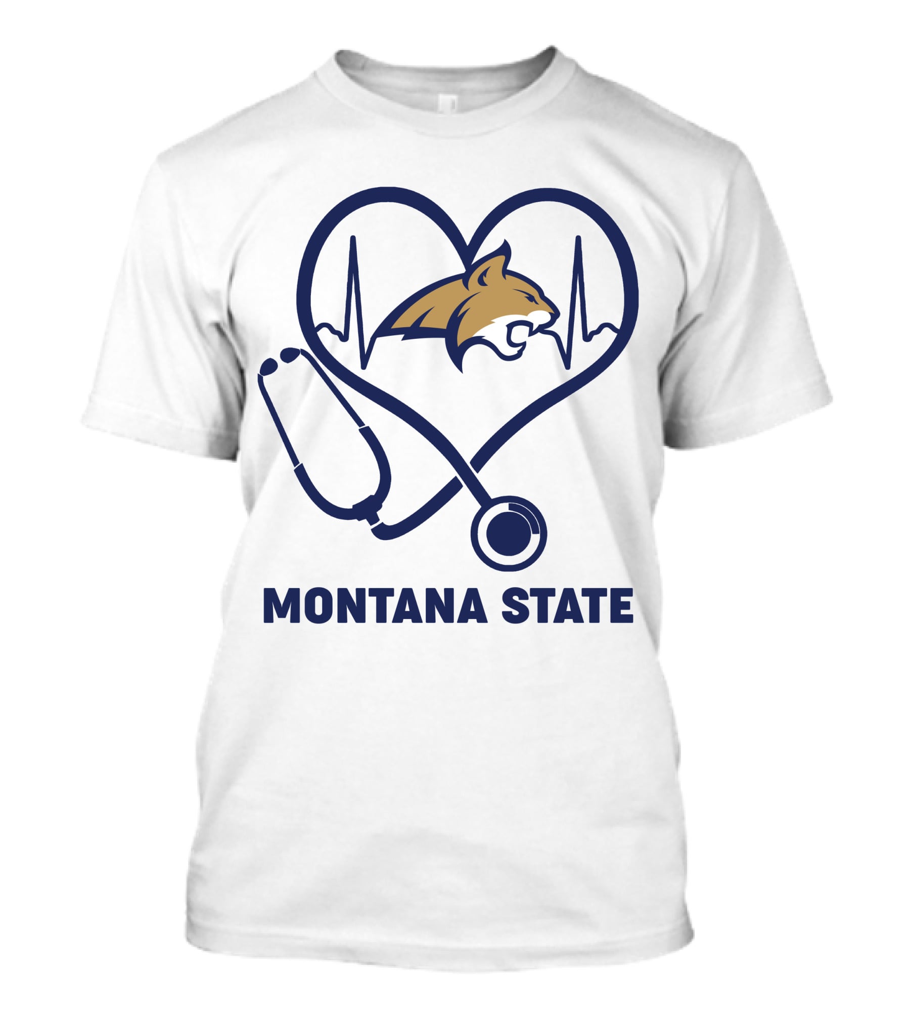 Montana State Bobcats Nurse Heartbeat Stethoscope T-Shirt