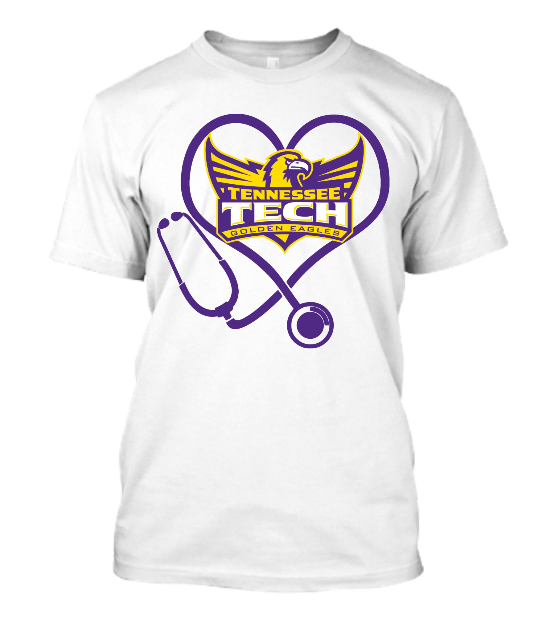 Nurse Love Tennessee Tech Golden Eagles Heart Stethoscope T-Shirt